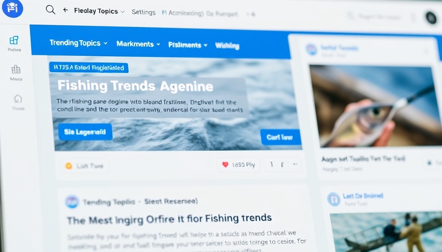 Trending topics tool interface for fishing niche.