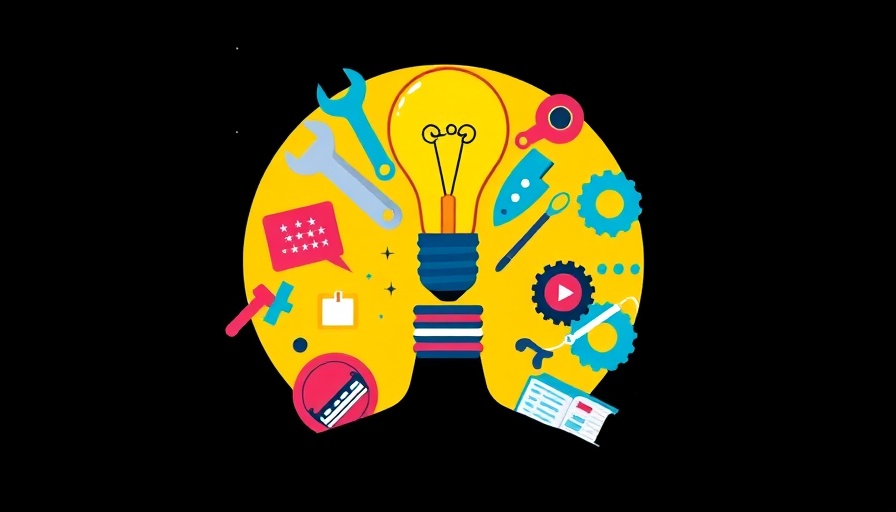 Illustration depicting important blogging skills with diverse symbols.