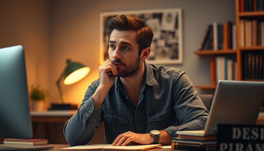 Casual man pondering how to post more content every month.