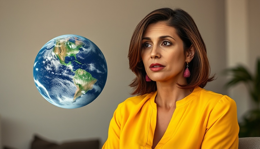 Change Your Beliefs: Thoughtful woman discussing ideas with Earth overlay.