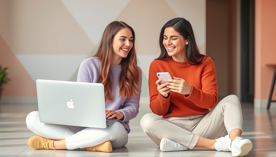 Two women collaborating on laptop for social media campaign examples