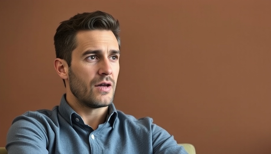 Man discussing speed of business, casual indoor setting.