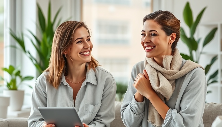 Two women discussing insights in affiliate marketing.