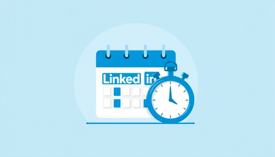 Illustration depicting how to schedule LinkedIn posts with a calendar and stopwatch.