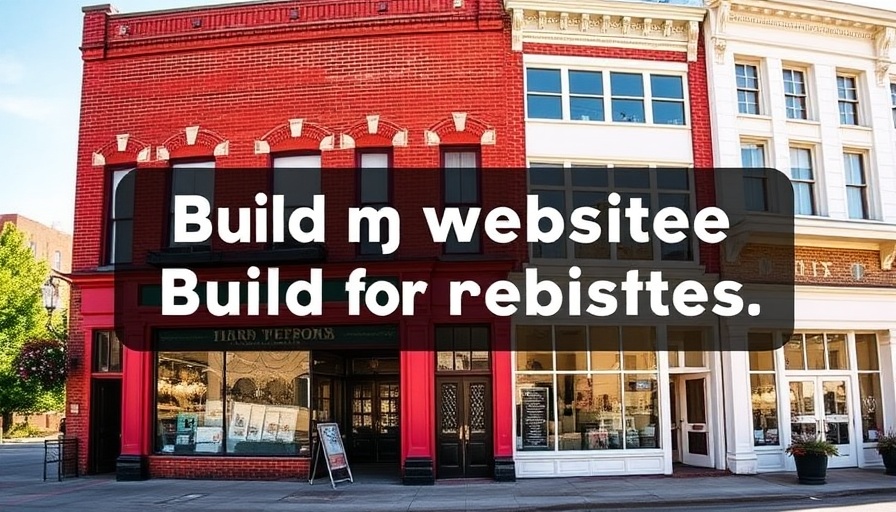 Downtown storefronts with text on building a website for your brick and mortar business.