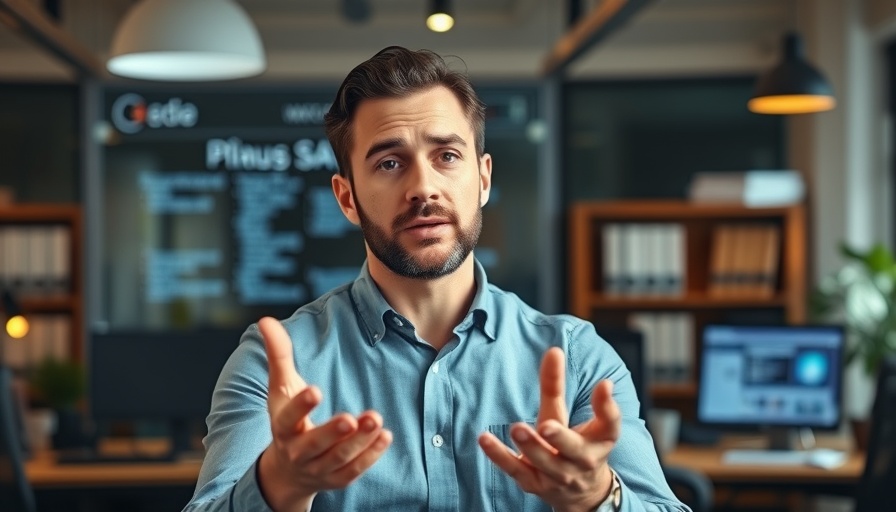 Man explaining best way to film videos in office setting.
