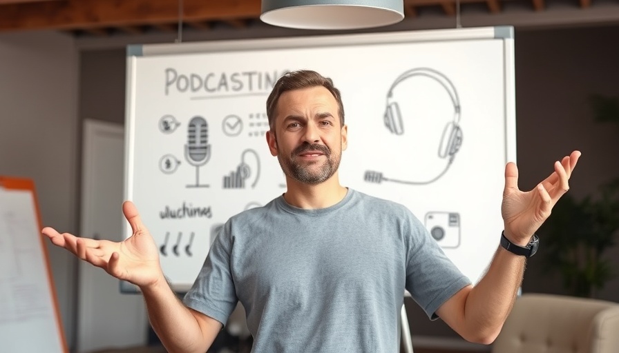 Launch Your Podcast in 2025 tutorial image with man explaining.