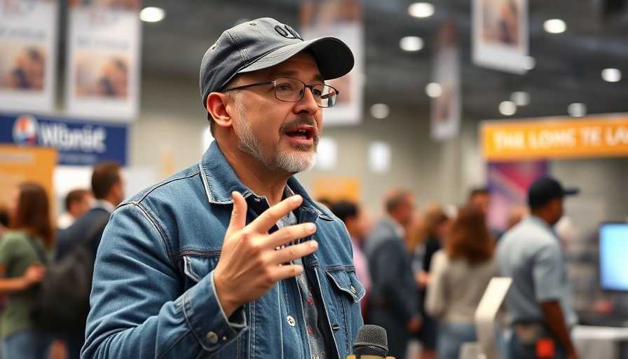 Man discussing email marketing strategy at conference