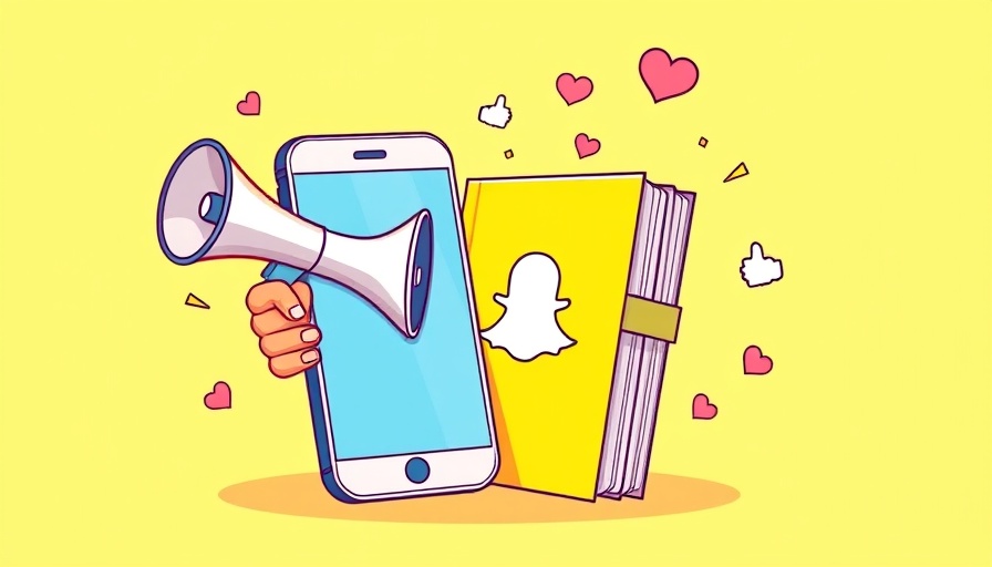 Snapchat influencer marketing strategy illustration with megaphone, book, and icons.