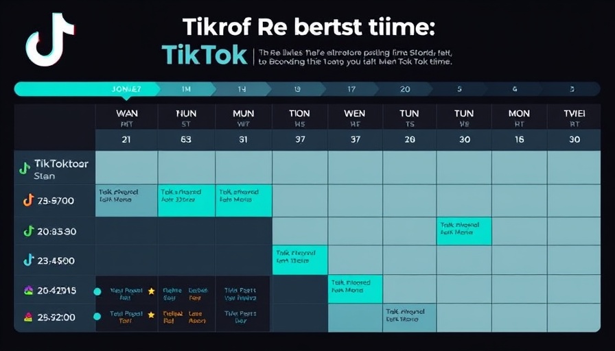 Infographic depicting best times to post on TikTok, digital calendar and star ratings.