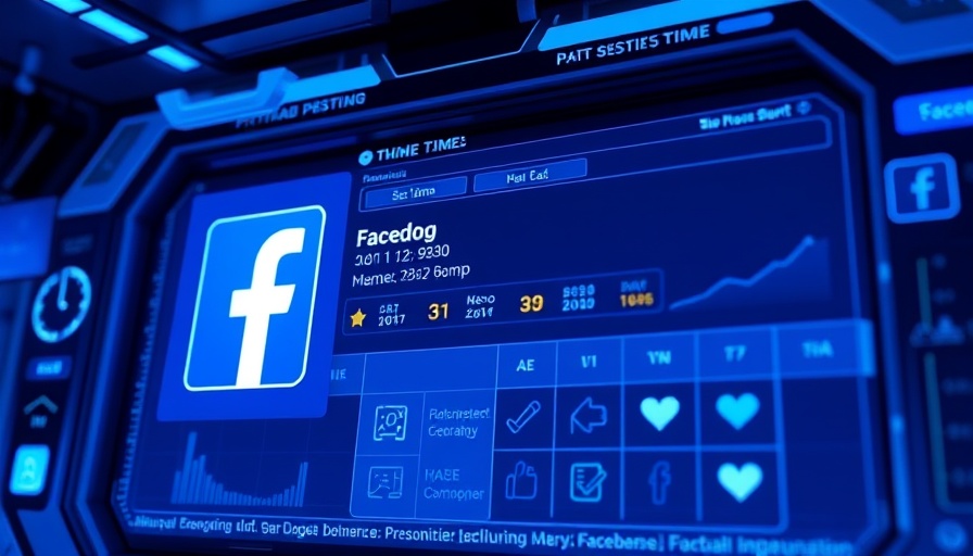 Best times to post on Facebook displayed on a futuristic digital interface.