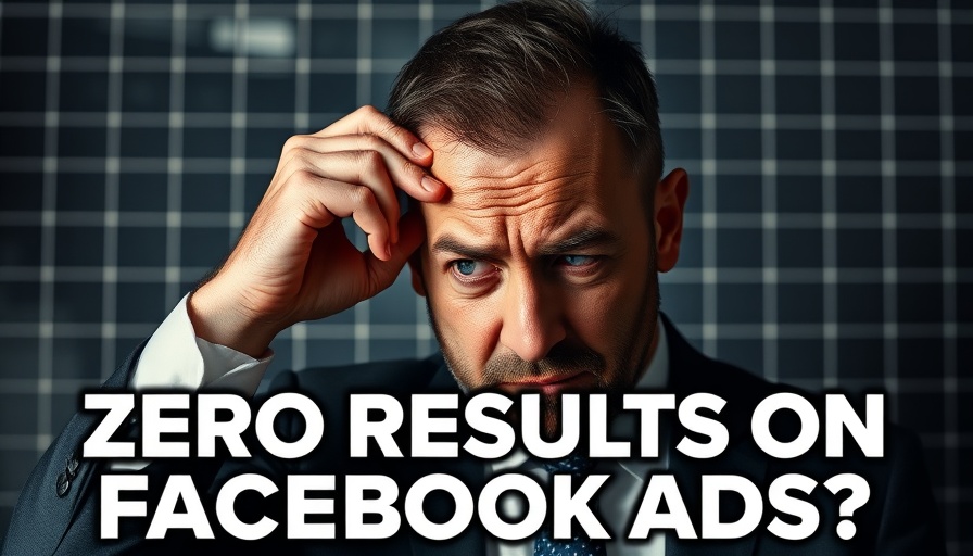 Stressed businessman with zero results on Facebook ads, dramatic scene.