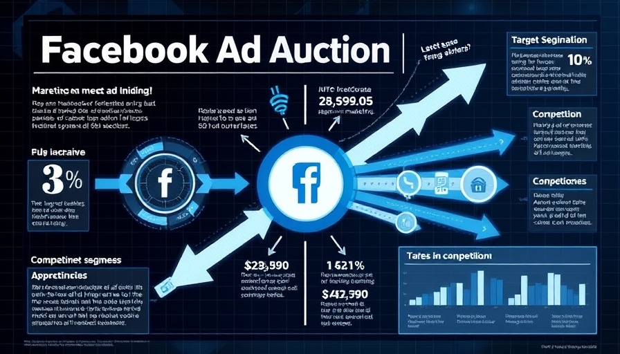 Infographic on Facebook marketing strategies showing ad auction.