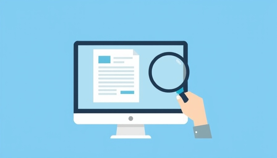 Illustration of press release distribution symbolized by magnifying glass on screen.