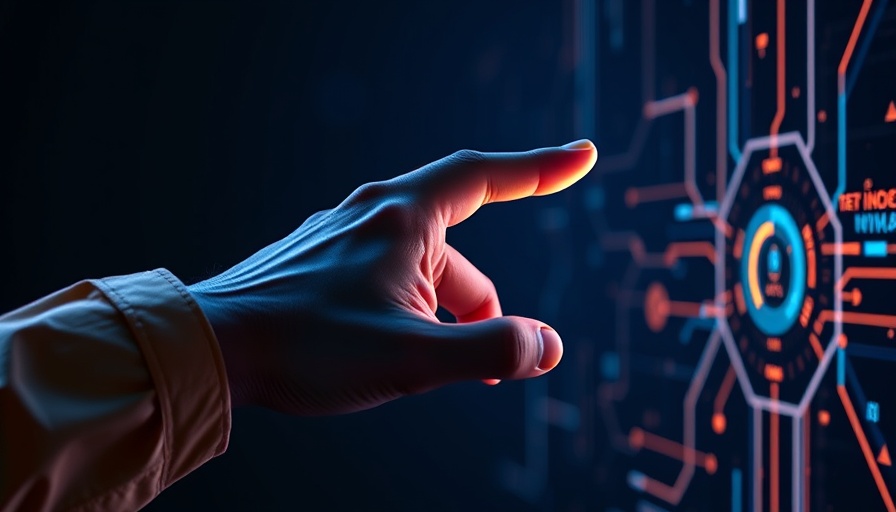 Futuristic hand interacting with digital interface, conveying innovation in press release distribution.