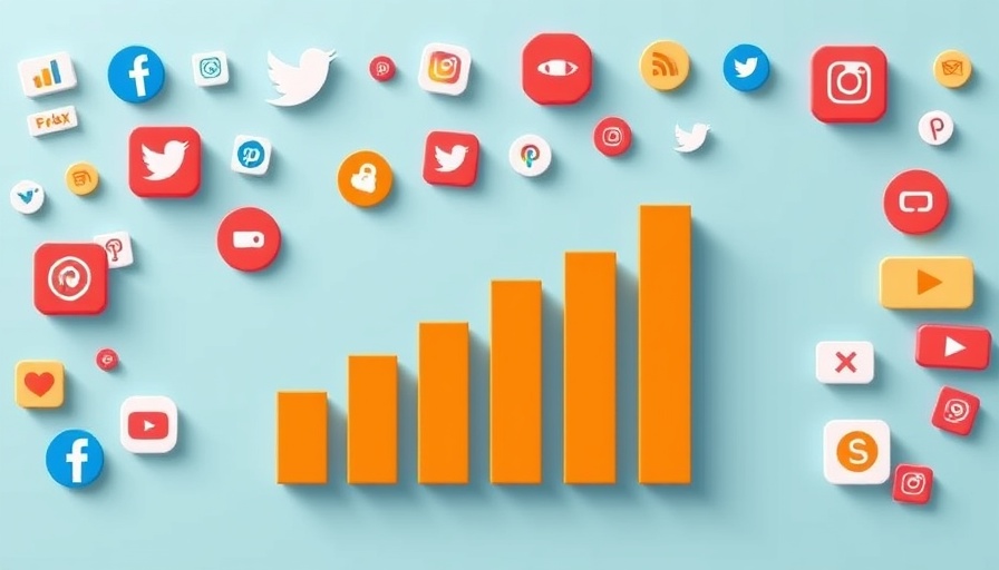 Colorful graph with social media icons showing online advertising engagement rates.