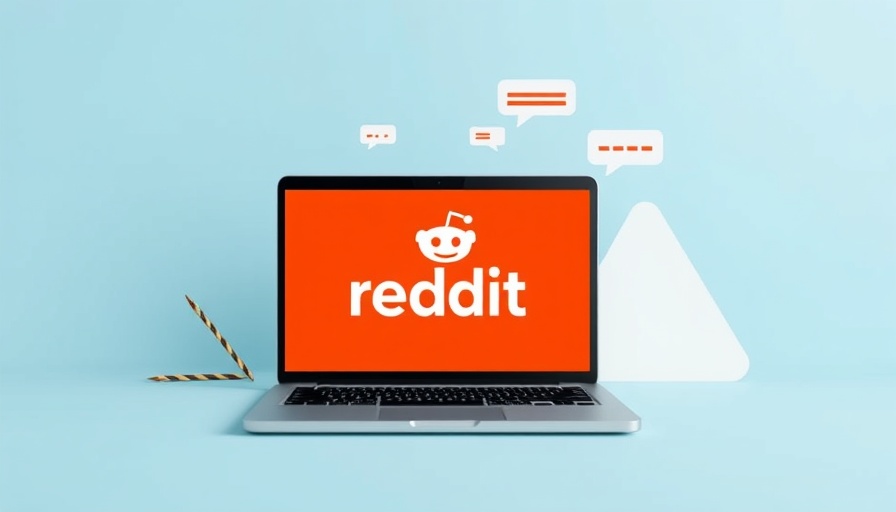 Minimalist illustration highlighting Reddit marketing strategies using a laptop.