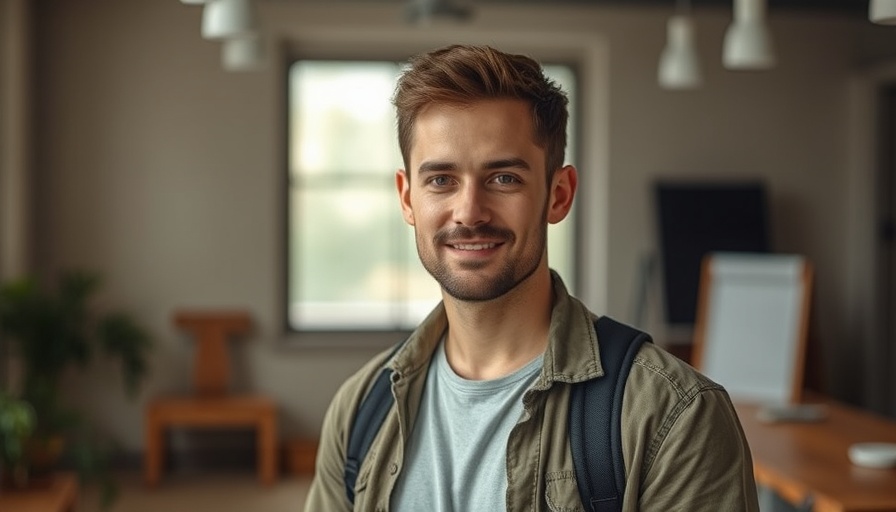 Confident man discussing website traffic generation strategies indoors.
