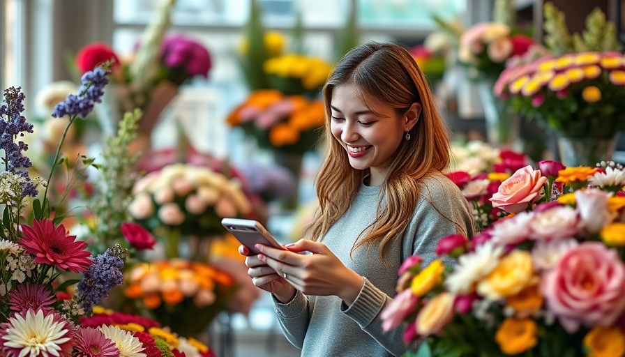 Florist learning how to sell on Instagram in a flower shop