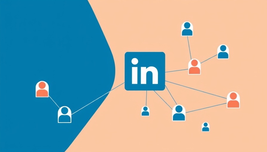 Minimalist LinkedIn ad illustration with user icons.