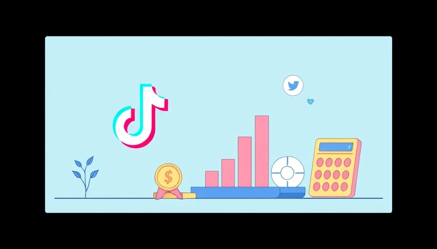 TikTok Promotion illustration with icons and analytics.