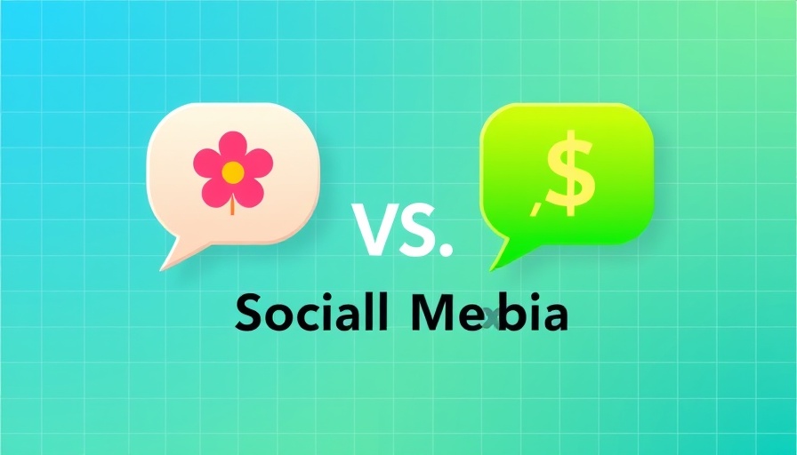 Conceptual illustration of organic vs. paid social media strategy with icons.