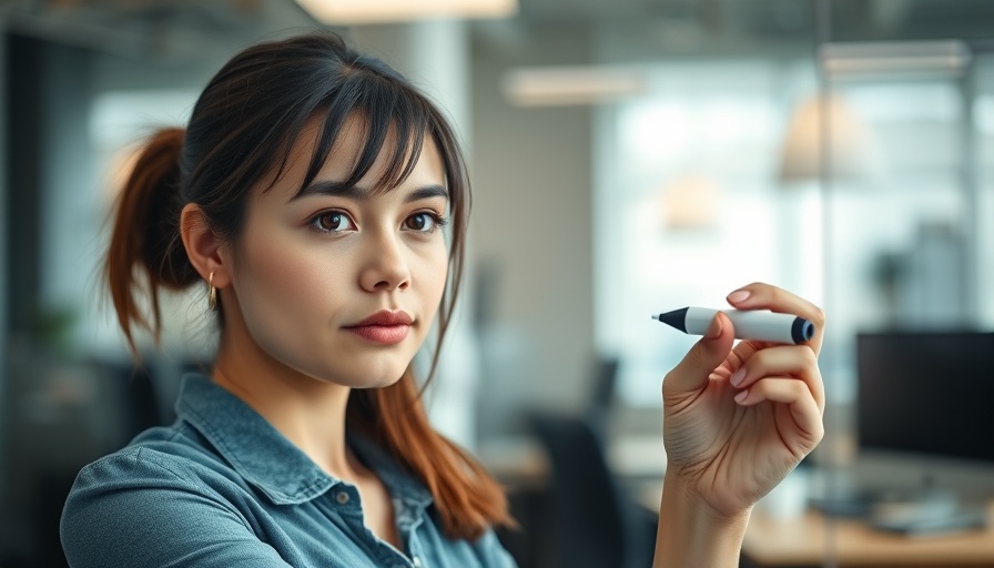 Focused woman crafting email marketing strategy on board.