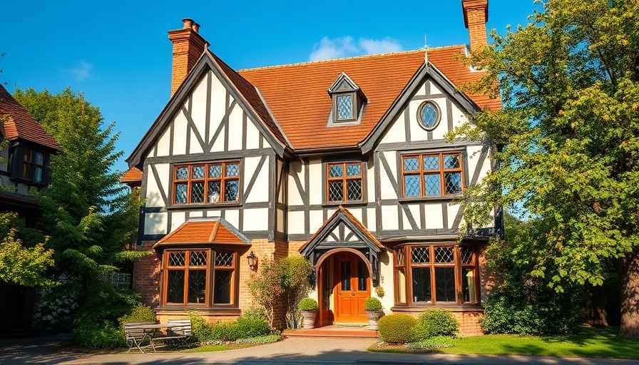 Wisconsin tourism icon, Tudor-style house, daytime view.