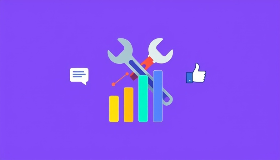Illustration of AI marketing tools for social media on a purple background.