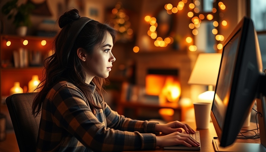 Woman working in a cozy home office, perfect for productivity.