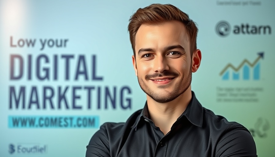 Social media marketing professional with modern graphic background