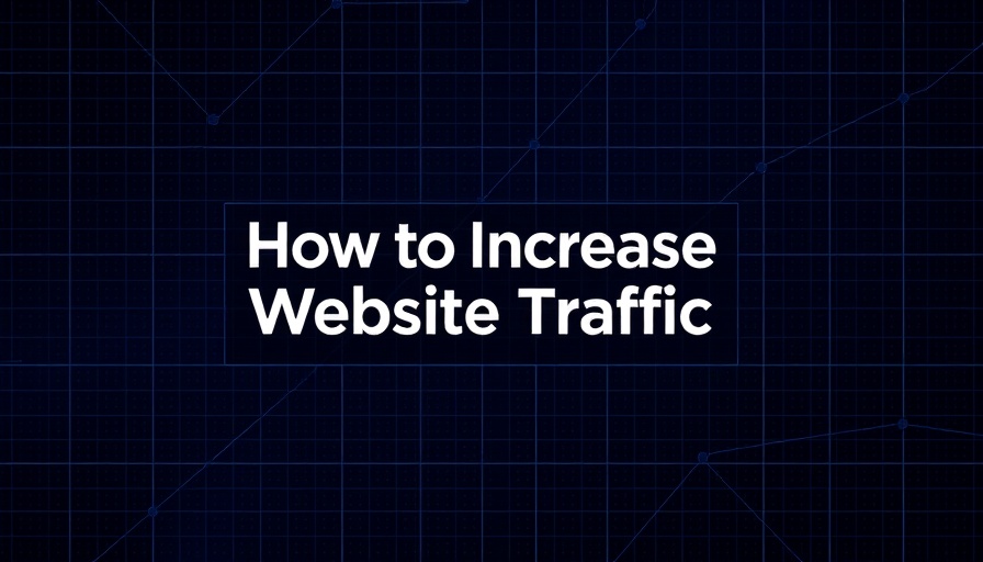 Increase website traffic design with dark grid background.