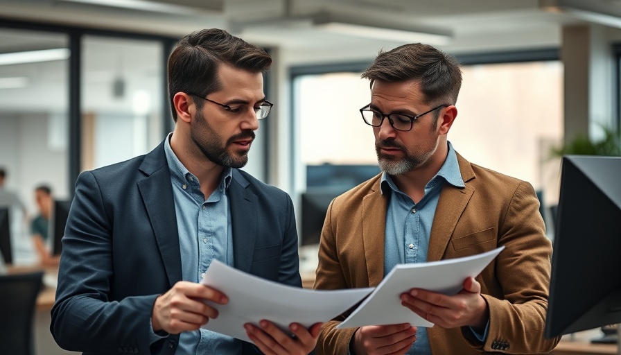 Two men discuss business strategy, intense focus.
