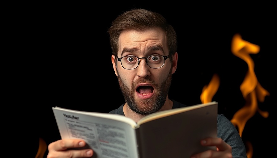 Shocked man reacting to YouTube monetization update with flames in the background.