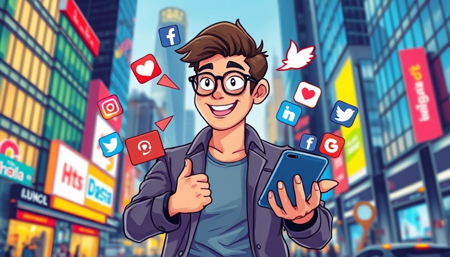 Colorful illustration of affiliate marketing on social media.