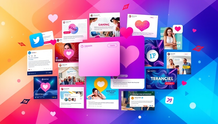 Dynamic digital collage illustrating social media marketing strategies.