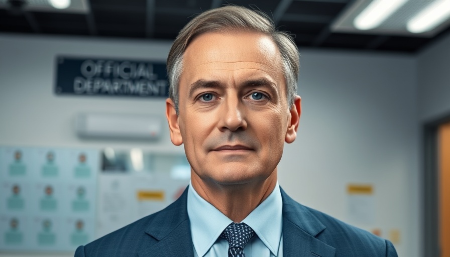 Portrait of a middle-aged man in formal attire at an official department.