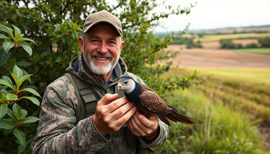 Wisconsin outdoor activities hunter with bird in farmland