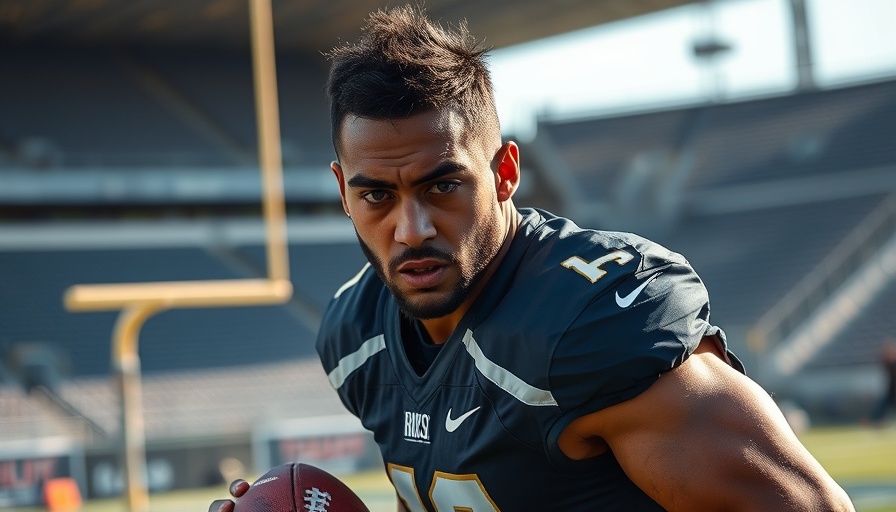 Wisconsin outdoor recreation with football player training intensely.
