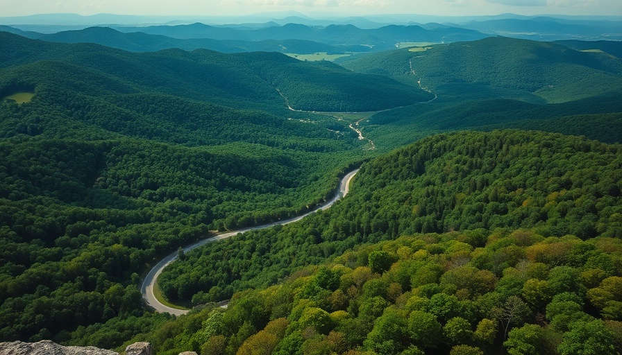 Scenic landscape with green forest and winding roads in Wisconsin.