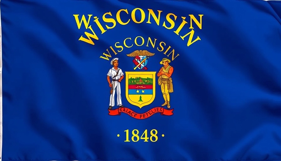 Wisconsin state flag emblem symbolizing health and wellness in vibrant colors.