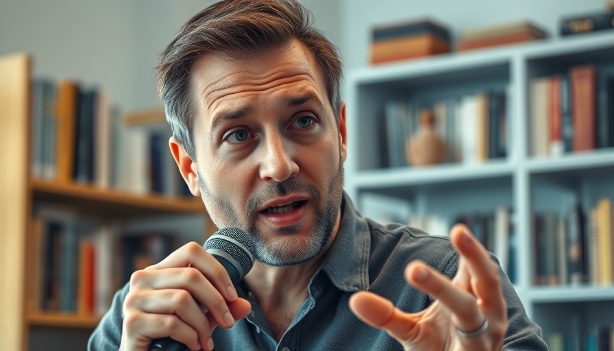 Man explaining email list building strategies with microphone