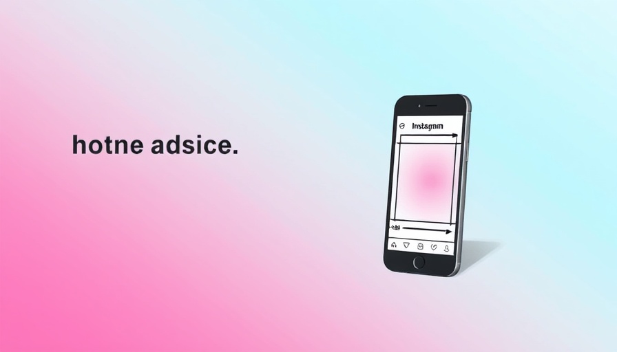 Illustration of Instagram ad sizes with mobile cropping grid on pink background