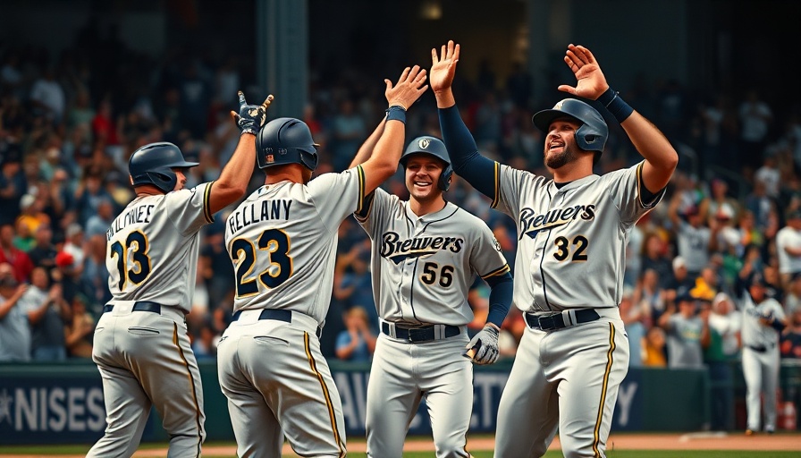 Milwaukee Brewers players celebrate during a game highlight.