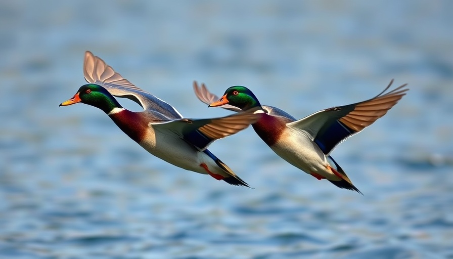 Colorful ducks flying, highlighting declining North American duck populations.