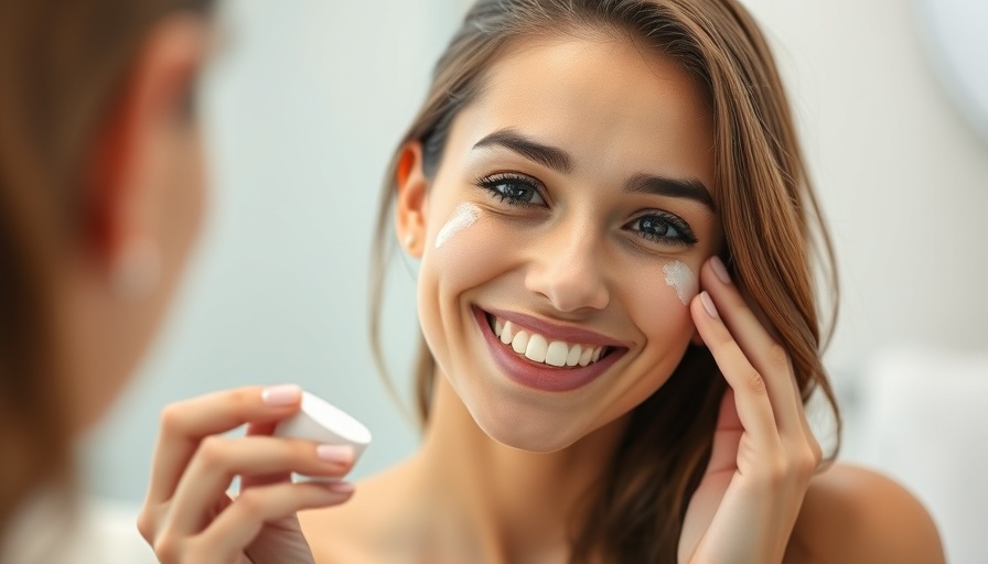 Woman applying moisturizer for customized skincare routine in a bathroom.