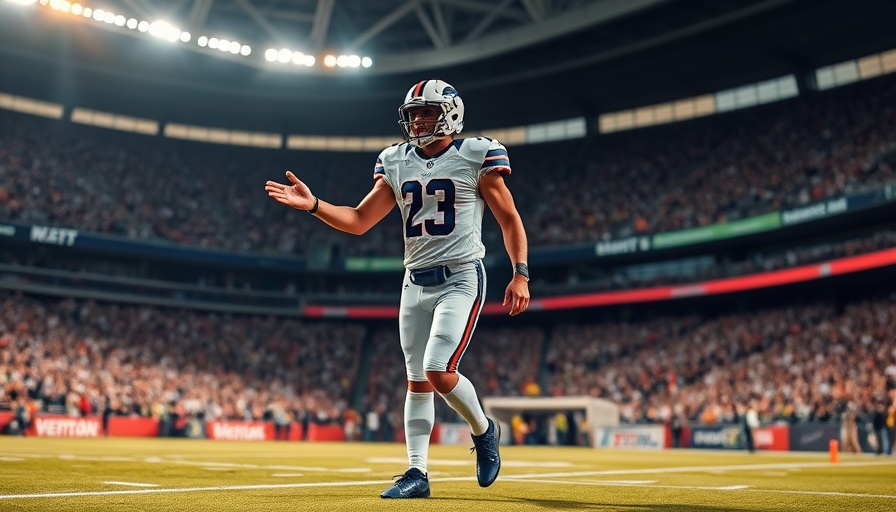 Football player gesturing on field during game, 2025 NFL Draft context.