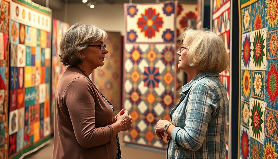 Women enjoying colorful quilts at a Wisconsin show, showcasing Wisconsin family activities.