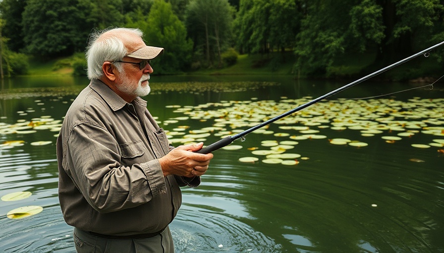 Fishing in lush Wisconsin fishing spots with lily pads and serene lake.