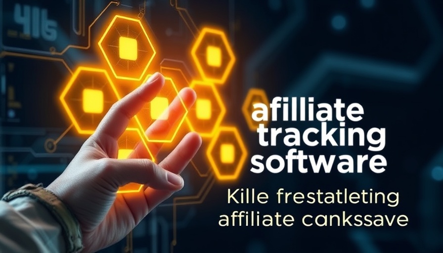 Affiliate tracking software digital interface with icons.
